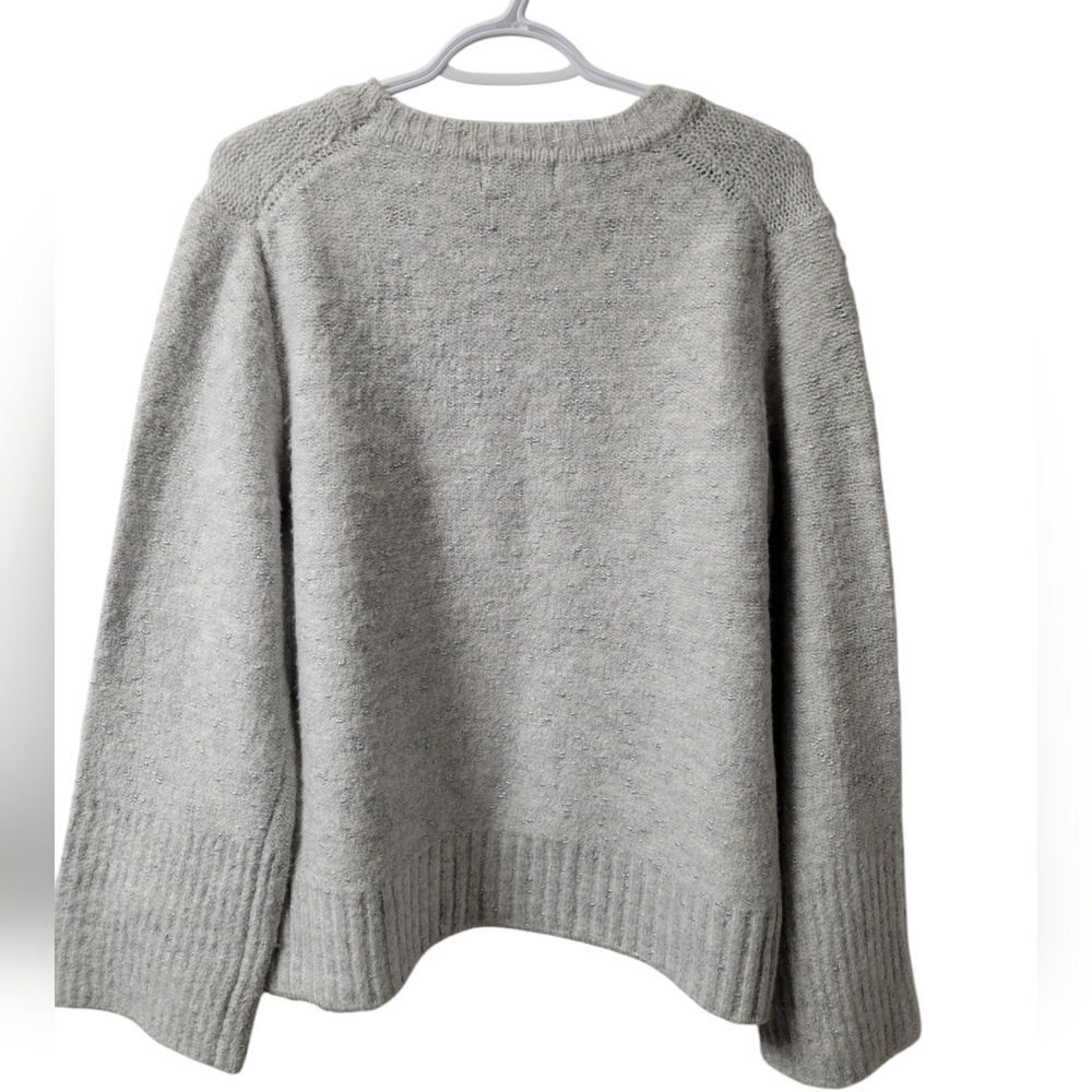 Karl Lagerfeld Gray Women's Bonjour Script Sweater | Size: XL - Picture 3 of 10